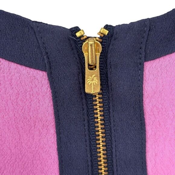 LILLY PULITZER Irene Pink/Navy Trim Crepe Scoop Neck Tank Dress - Picture 10 of 11